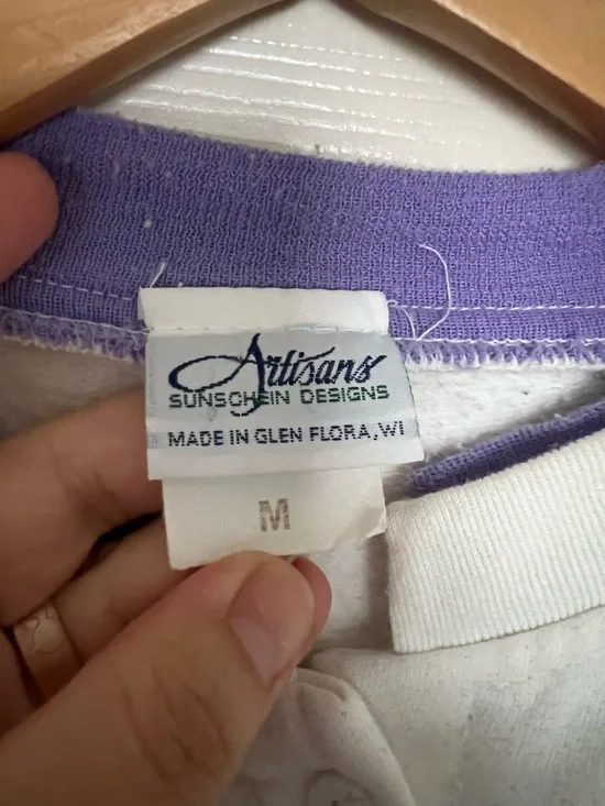 Vintage White Floral Hummingbird Button-Up Sweatshirt Sz M 80% Cotton - Picture 6 of 7